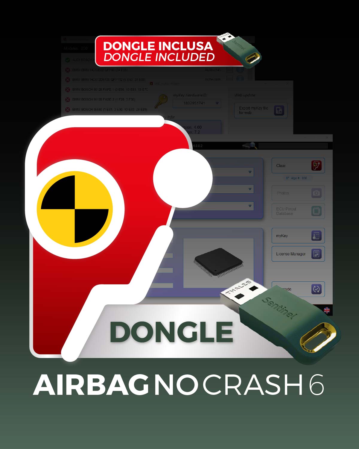 ANC6-DONGLE Dongle ANC6 per software Airbag No Crash 6 e licenze ECU airbag