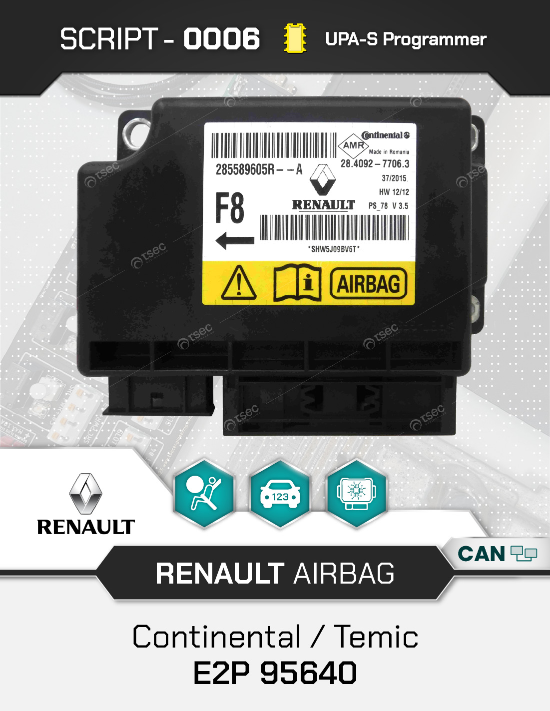 UPAS-SCR0006-2 Script UPA-S Renault Airbag Continental Temic E2P 95640