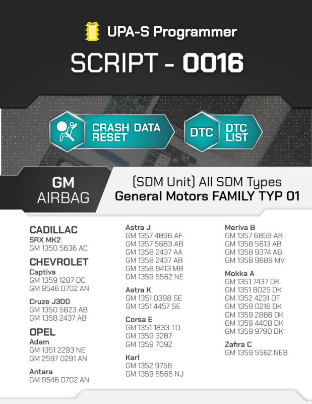 Script UPA-S GM Airbag SDM Family Type 01