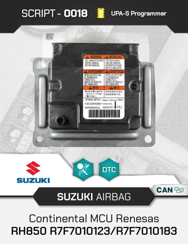 Script UPA-S Suzuki Airbag Continental RH850 R7F7010123 R7F7010183