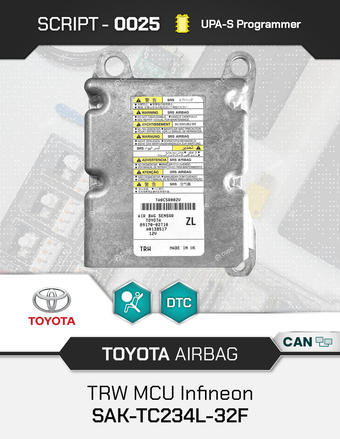 UPAS-SCR0025-1 Script UPA-S Toyota Airbag TRW SAK-TC234L-32F