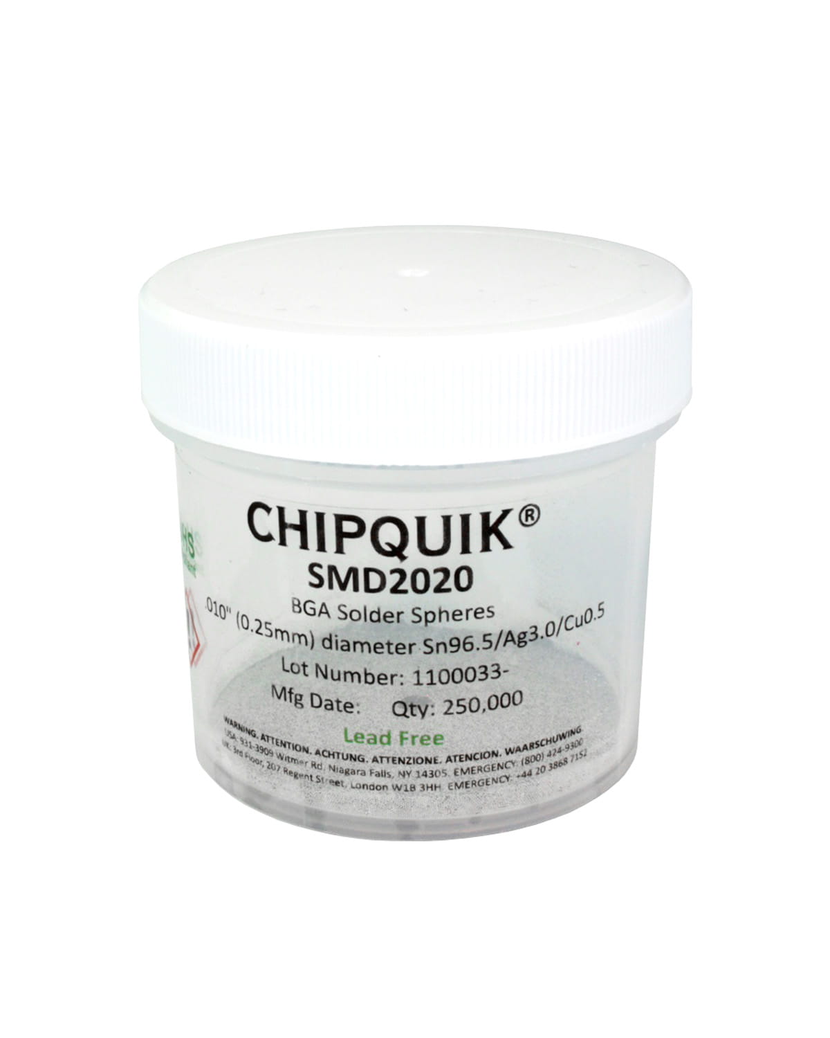 250_SMD2020 Sfere per saldatura e reballing SAC305 Ø 0,25mm 250000pz - immagine 1