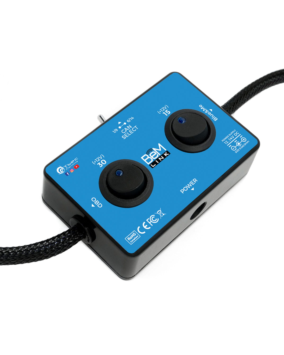 BeMLINK-A-9 Supporto adattatore BeM LINK per alimentazione, diagnosi e test a banco delle unità Blue&Me FCA.