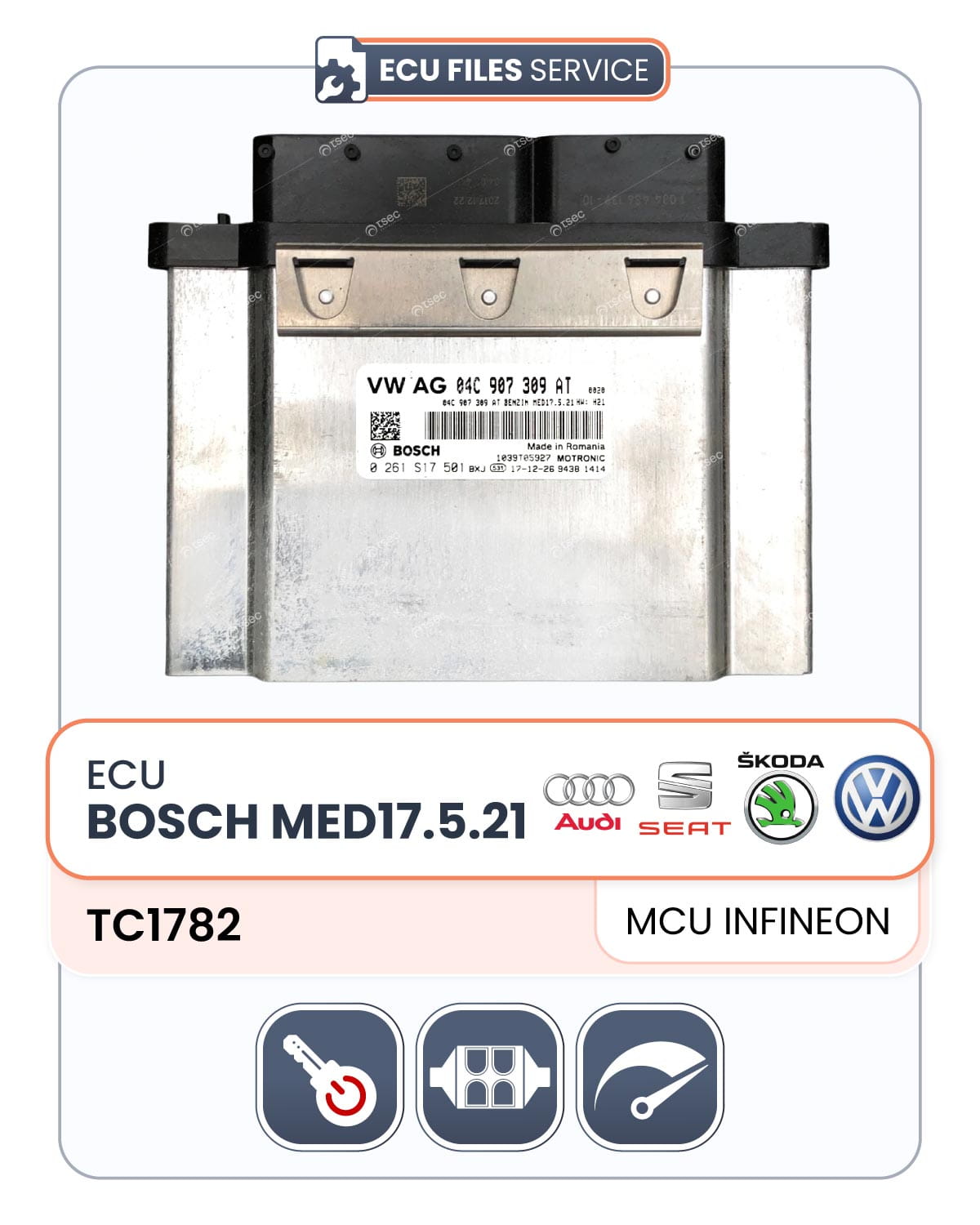 ECU.Bosch-MED17.5.21-MCU-Infineon-TC1782-VAG ECU Bosch MED17.5.21 - MCU Infineon TC1782 (VAG) - immagine 1