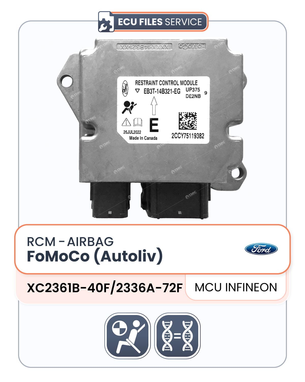 Airbag FoMoCo-MCU Infineon XC2361B-40F-2336A-72F-1.jpg Airbag FoMoCo (Autoliv) - MCU Infineon XC2361B-40F / XC2336A-72F (Ford) - immagine 1